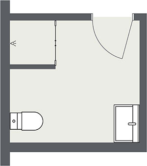 attached private restroom floor plan
