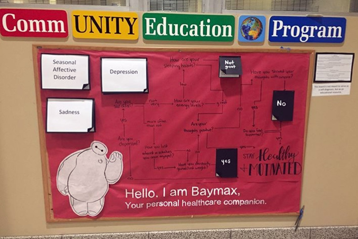 Photo of "Hello, I am Baymax" bulletin board